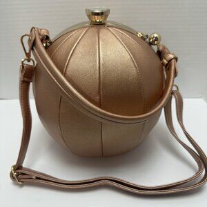 Pumpkin Purse Metallic Orange with Adjustable Straps, Inside Lining Holiday